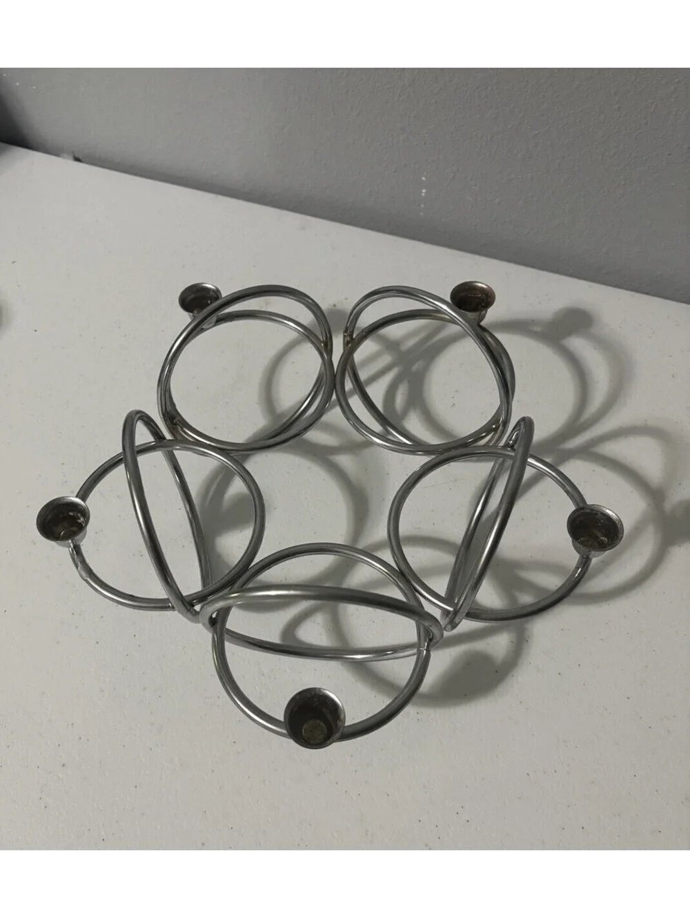 Vintage 1970’s Space Age Chrome Loop Taper Candle Holder Holds 5 Candles